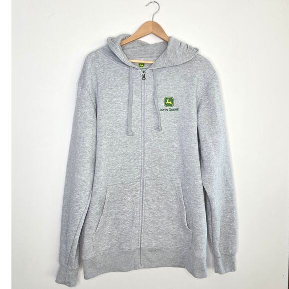 John Deere Other - John Deere Full Zip Hoodie Medium M Grey Tractor Graphic Workwear Farmwear
